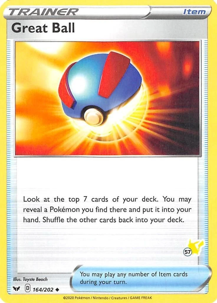 Great Ball - 164/202 (#57 Pikachu Stamped)